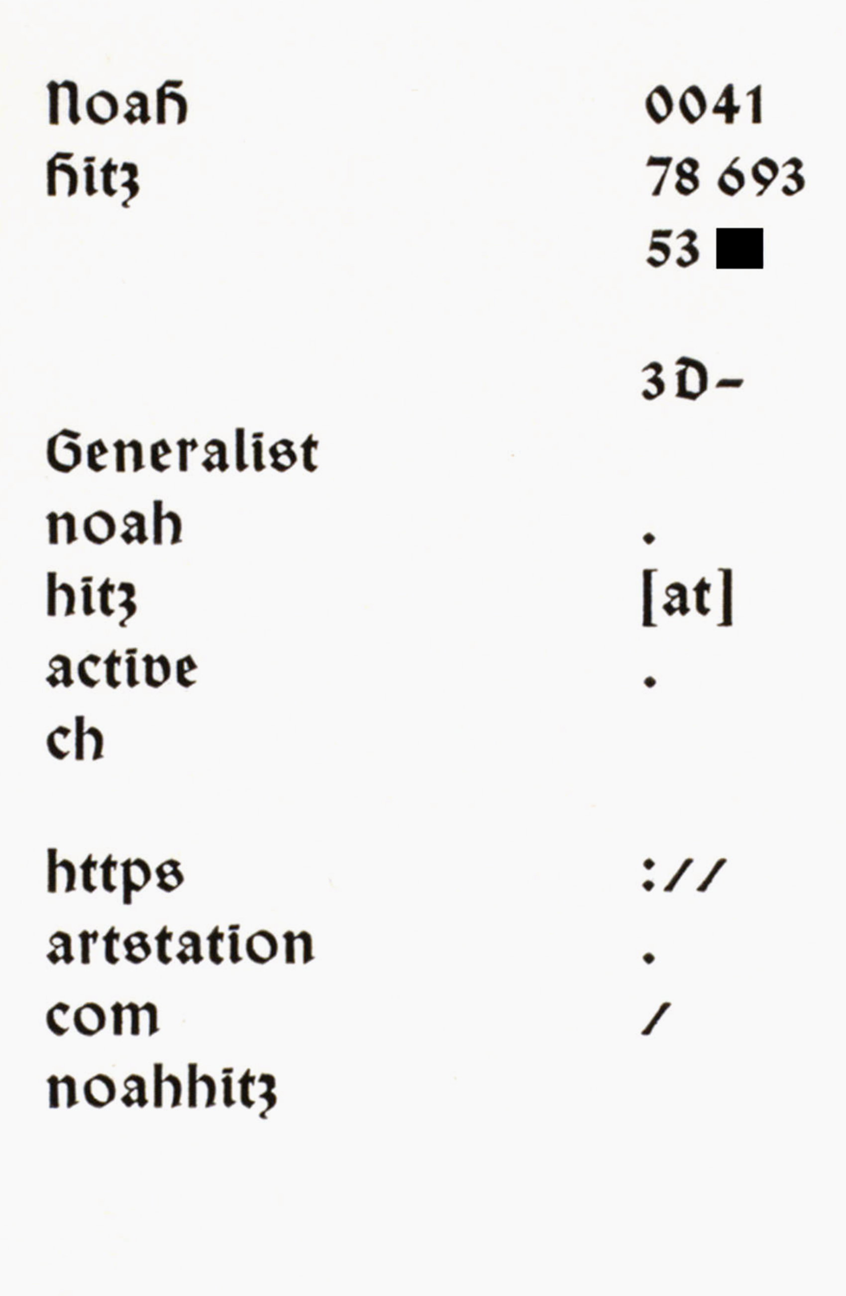 Business Card made by letterpress